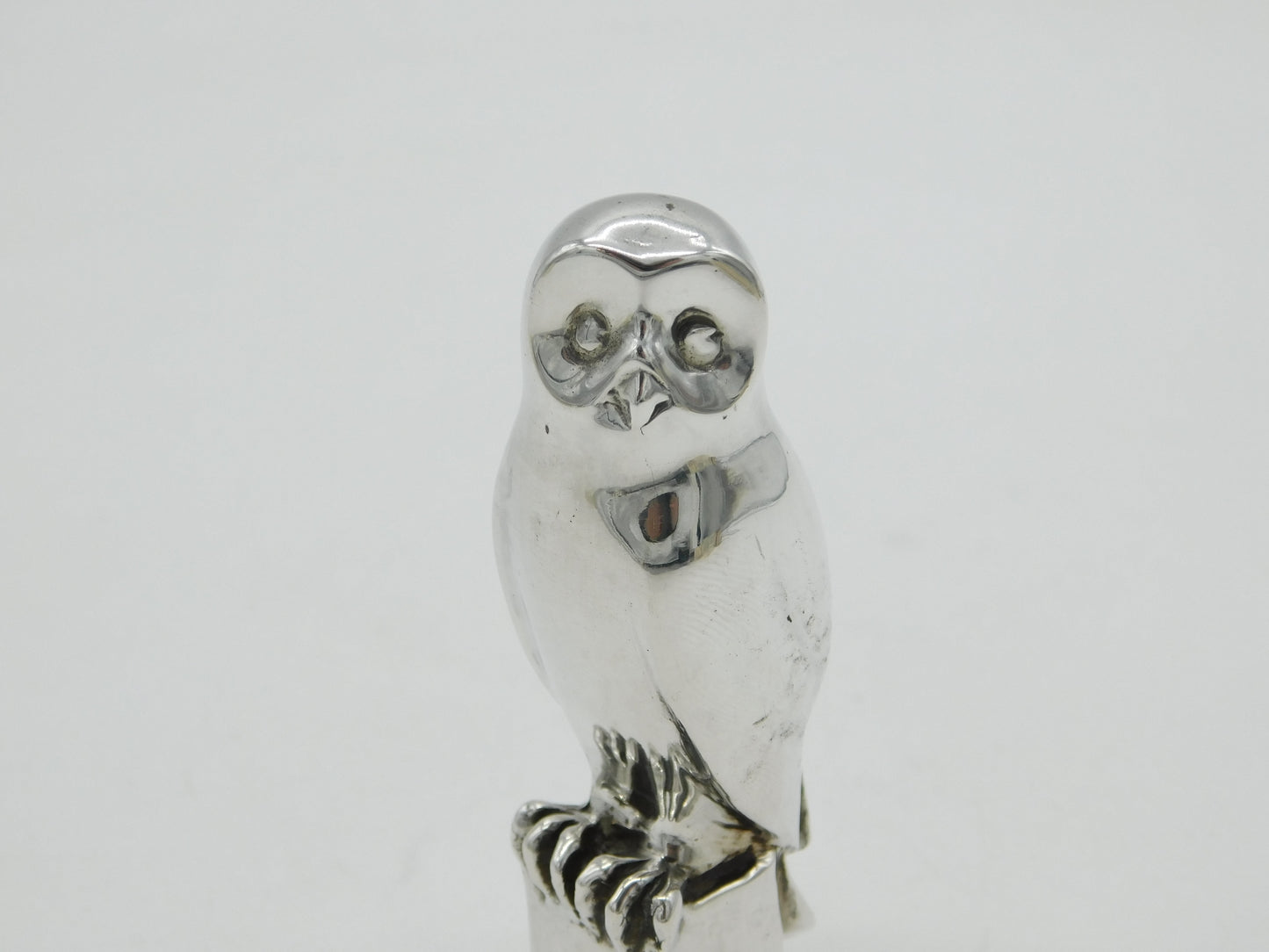 Cast Sterling Silver Heavy Perched Owl Paperweight Vintage 2003 London