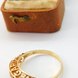 9ct Yellow Gold Acrostic Ring Stones Spelling 'REGARD' Antique c1920 Art Deco