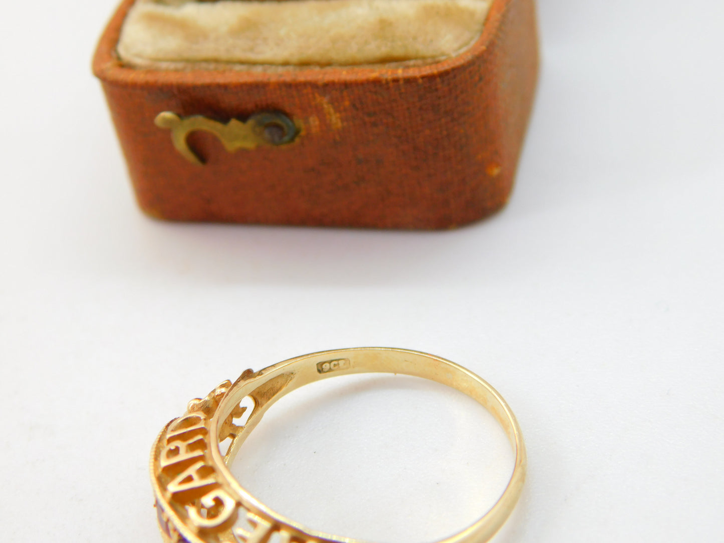 9ct Yellow Gold Acrostic Ring Stones Spelling 'REGARD' Antique c1920 Art Deco