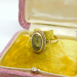 9ct Yellow Gold & Citrine Set Band Ring 1971 Birmingham Vintage Size P 1/2 UK