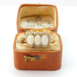 9ct Yellow Gold, Three-Stone Opal & Spinel Set Art Deco Style Ring 1987 London