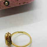 9ct Yellow Gold & Citrine Set Band Ring 1971 Birmingham Vintage Size P 1/2 UK