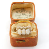 9ct Yellow Gold, Three-Stone Opal & Spinel Set Art Deco Style Ring 1987 London