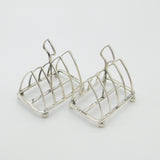 Pair Of Sterling Silver Small Toast Racks Antique 1915 Sheffield Art Deco