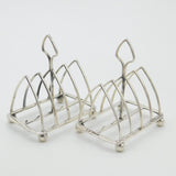 Pair Of Sterling Silver Small Toast Racks Antique 1915 Sheffield Art Deco