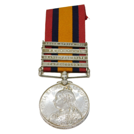 Boer War Queens South Africa Medal Pte T. Hunt East Kent Regiment Antique