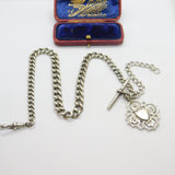 Victorian Sterling Silver Graduating Albert Watch Chain 1886 Birmingham Antique