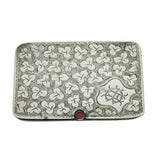 Edwardian Sterling Silver Floral Sliding Double Stamp Case Antique 1907 Birmingham