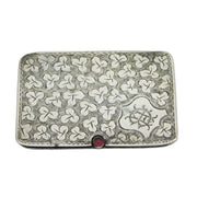 Edwardian Sterling Silver Floral Sliding Double Stamp Case Antique 1907 Birmingham