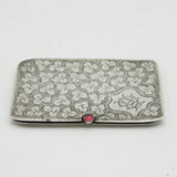 Edwardian Sterling Silver Floral Sliding Double Stamp Case Antique 1907 Birmingham