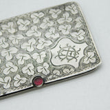 Edwardian Sterling Silver Floral Sliding Double Stamp Case Antique 1907 Birmingham