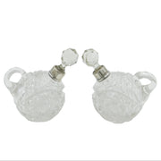 Pair of Sterling Silver Mounted Cut Glass Liqueur Decanters Antique 1930 London