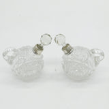 Pair of Sterling Silver Mounted Cut Glass Liqueur Decanters Antique 1930 London