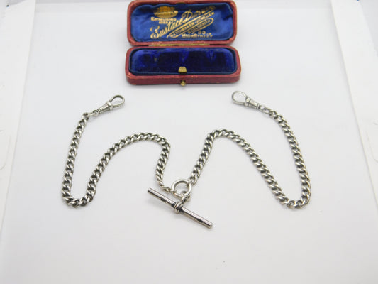 Edwardian Sterling Silver Double Albert Watch Chain 1903 Birmingham Antique