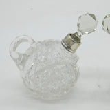Pair of Sterling Silver Mounted Cut Glass Liqueur Decanters Antique 1930 London