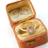 Victorian 18ct Yellow Gold, Opal & Diamond Floral Cluster Ring c1880 Antique