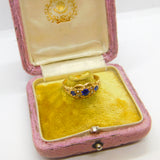 18ct Yellow Gold, Sapphire & Pearl Boat Ring 1911 Chester Antique Art Deco
