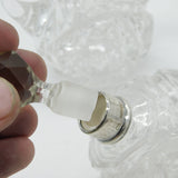 Pair of Sterling Silver Mounted Cut Glass Liqueur Decanters Antique 1930 London