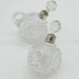 Pair of Sterling Silver Mounted Cut Glass Liqueur Decanters Antique 1930 London