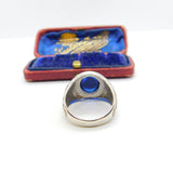 Sterling Silver Blue Cabochon Set 'Oxford University' Graduation Ring Vintage