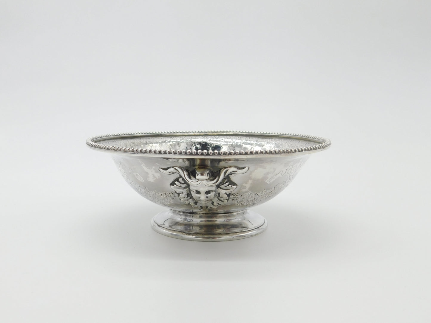 Victorian Sterling Silver Sweet-Treat Bowl Medusa Nouveau Heads Antique 1871