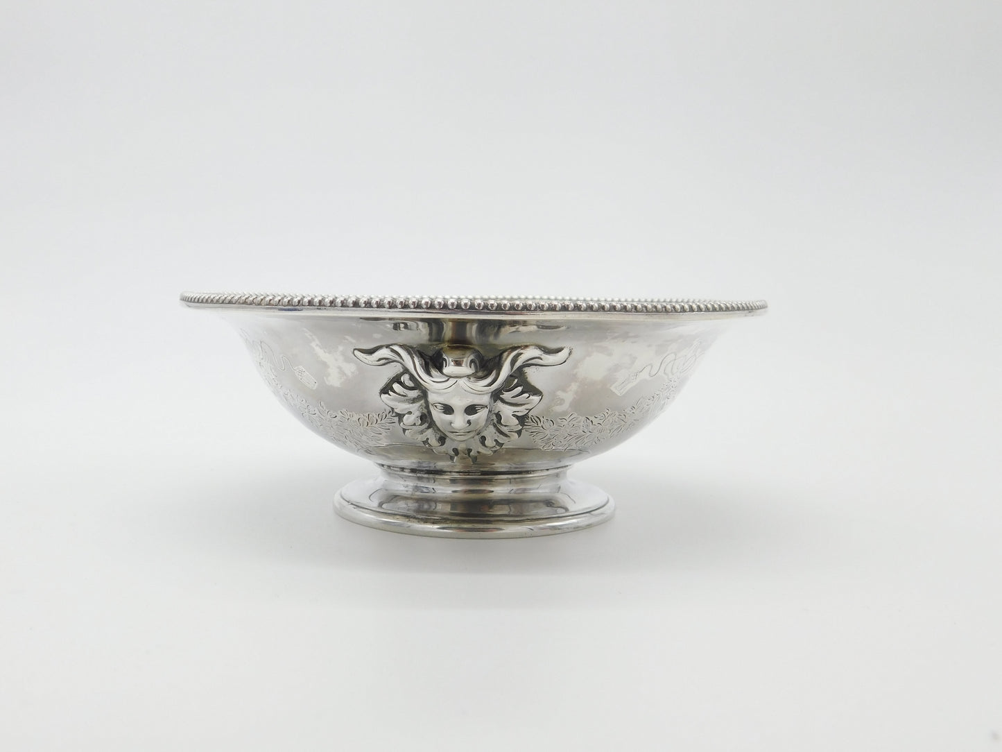 Victorian Sterling Silver Sweet-Treat Bowl Medusa Nouveau Heads Antique 1871