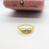 Victorian 18ct Yellow Gold, Sapphire & Diamond Boat Ring Antique c1890