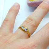 Victorian 18ct Yellow Gold, Sapphire & Diamond Boat Ring Antique c1890
