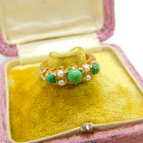 9ct Yellow Gold Ornate Turquoise & Pearl Set Band Ring Antique c1930 Art Deco