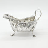 Irish Georgian Sterling Silver Swag & Bird Pattern Sauce Boat c1790 Dublin
