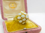 14ct Yellow Gold & Cabochon Fire Opal Statement Ring Antique c1920 Art Deco AF