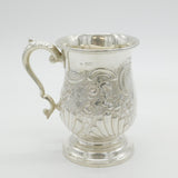 Edwardian Sterling Silver Floral Pattern Pint Tankard Antique 1904 London
