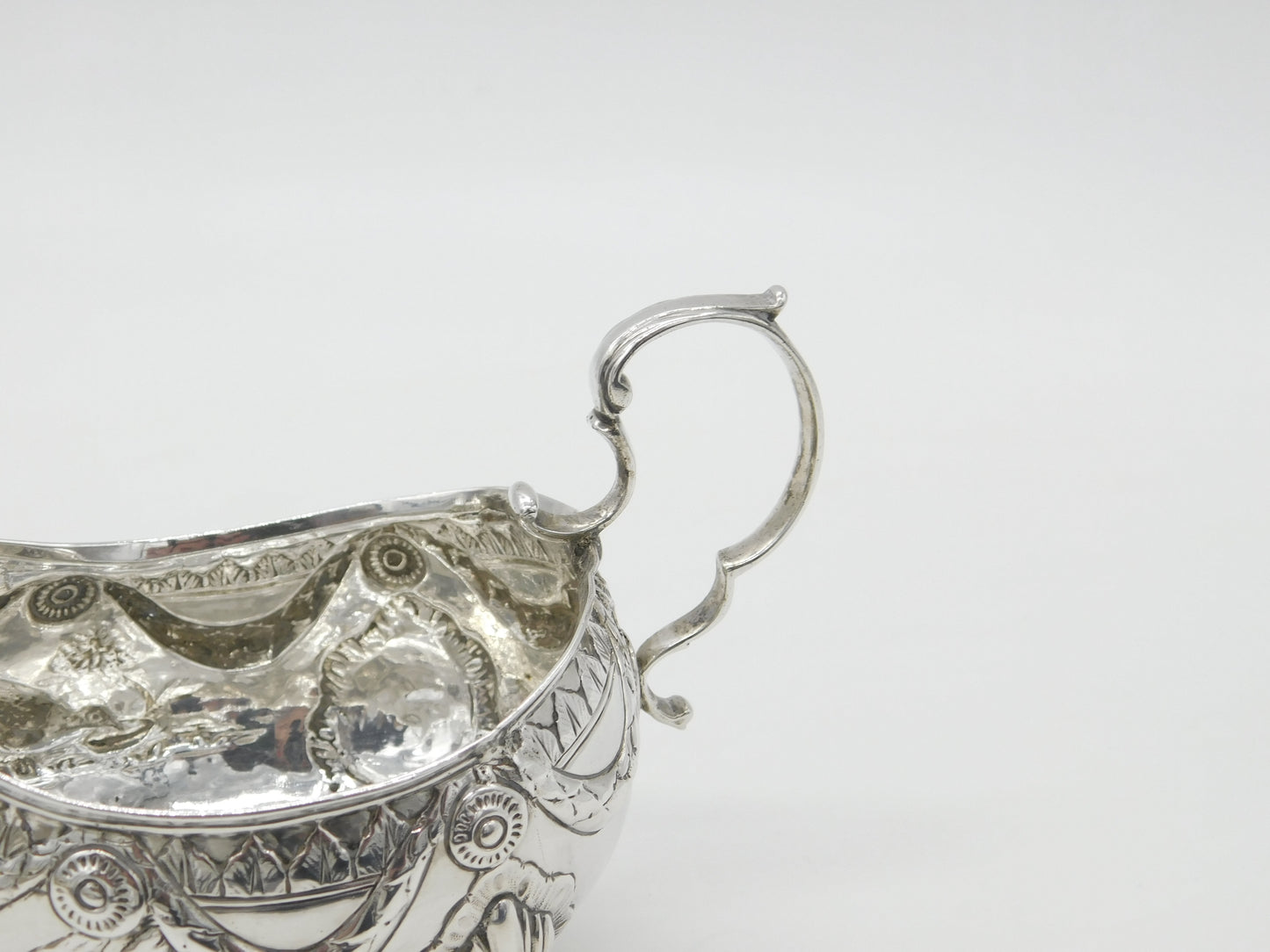 Irish Georgian Sterling Silver Swag & Bird Pattern Sauce Boat c1790 Dublin