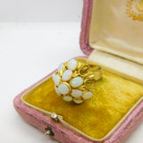 14ct Yellow Gold & Cabochon Fire Opal Statement Ring Antique c1920 Art Deco AF
