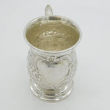 Edwardian Sterling Silver Floral Pattern Pint Tankard Antique 1904 London