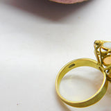 14ct Yellow Gold & Cabochon Fire Opal Statement Ring Antique c1920 Art Deco AF