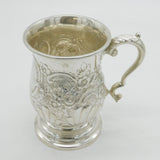 Edwardian Sterling Silver Floral Pattern Pint Tankard Antique 1904 London