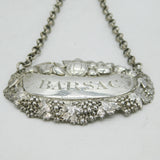 George III Sterling Silver 'Barsac' Wine Decanter Label Antique c1820 London
