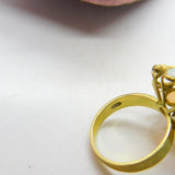 14ct Yellow Gold & Cabochon Fire Opal Statement Ring Antique c1920 Art Deco AF