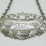 George III Sterling Silver 'Barsac' Wine Decanter Label Antique c1820 London