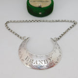 Victorian Sterling Silver Crescent Form Brandy Decanter Label Antique 1876 London