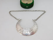 Victorian Sterling Silver Crescent Form Brandy Decanter Label Antique 1876 London