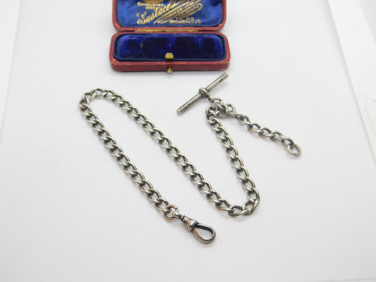 Victorian Sterling Silver Albert Watch Chain Antique 1901 Birmingham