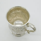 Edwardian Sterling Silver Floral Pattern Pint Tankard Antique 1904 London