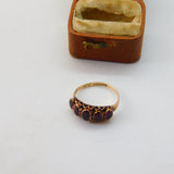 Victorian 9ct Rose Gold Almandine Garnet Five-Stone Ring 1882 Birmingham