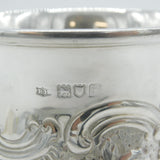 Edwardian Sterling Silver Floral Pattern Pint Tankard Antique 1904 London