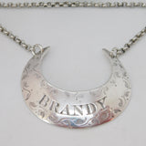 Victorian Sterling Silver Crescent Form Brandy Decanter Label Antique 1876 London