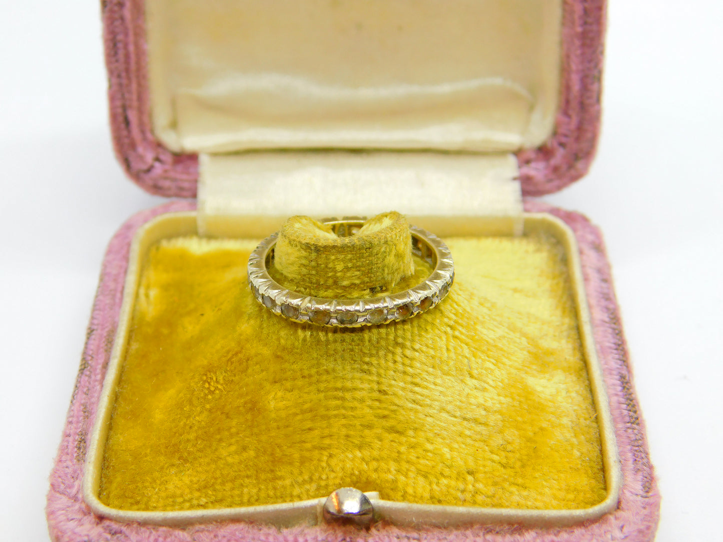 9ct Yellow Gold & White Spinel Set Full Eternity Ring Antique c1920 Art Deco