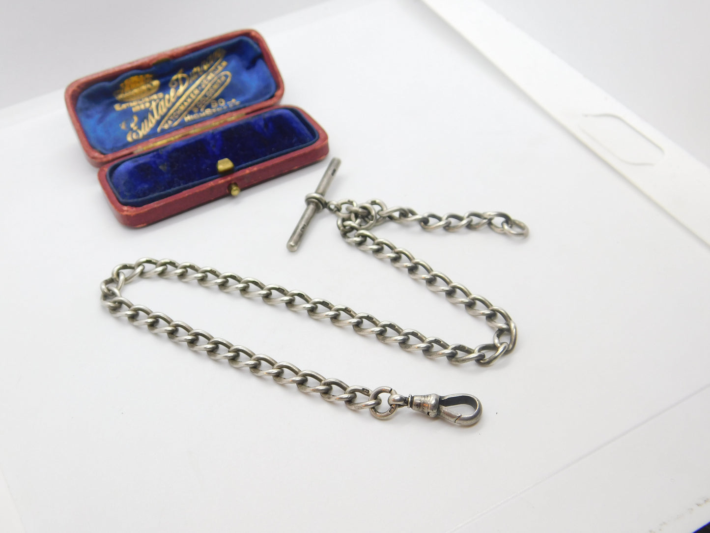 Victorian Sterling Silver Albert Watch Chain Antique 1901 Birmingham