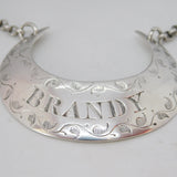Victorian Sterling Silver Crescent Form Brandy Decanter Label Antique 1876 London